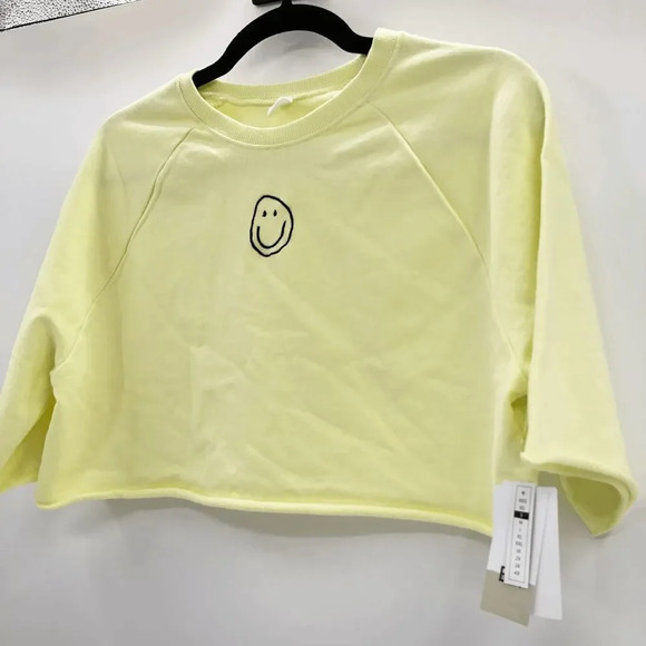 NWT BP Women's Yellow‎ Smile Raglan Sweatshirt Crop Top Size S - Picture 5 of 7